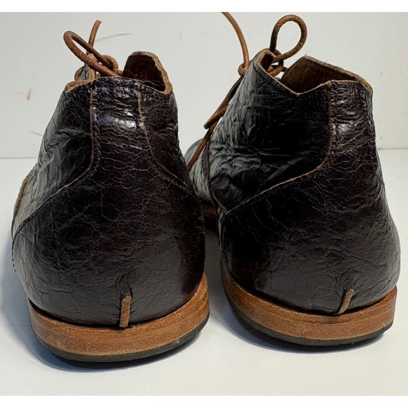 Cydwoq Brown Distressed Leather Lace Up Ankle Boots Women's Size 41.5 Handmade - Picture 3 of 11